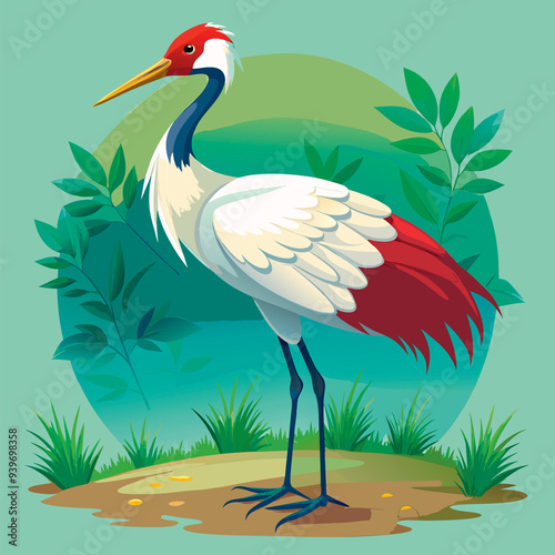 Whooping crane bird colorful vector