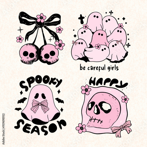 skull Halloween set, pink Halloween skull, spooky, Skull Silhouette Vector Files, coquette Halloween, Halloween clipart, skeleton, shirt, creepy ghost, skull, Skull crossbones vector pirate, gothic