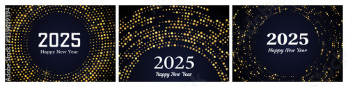 2025 Happy New Year of gold glitter pattern