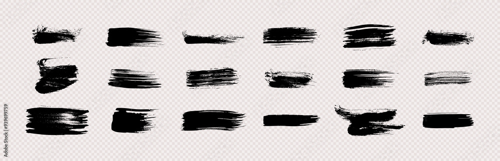 Set of black hand drawn brush strokes Set of black hand drawn brush strokes