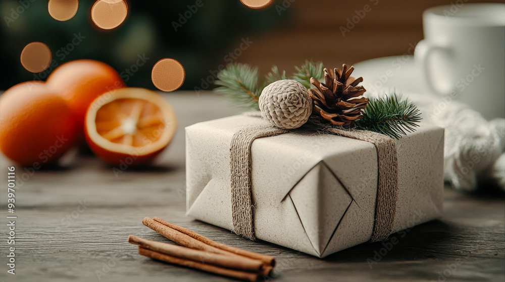 Eco-Friendly Gift Wrapping: Stylish and Sustainable Holiday Packages Decorated with Natural Elements Like Pine Cones, Cinnamon Sticks, and Evergreen Sprigs, Emphasizing Thoughtful, Green Living Eco-Friendly Gift Wrapping: Stylish and Sustainable Holiday Packages Decorated with Natural Elements Like Pine Cones, Cinnamon Sticks, and Evergreen Sprigs, Emphasizing Thoughtful, Green Living