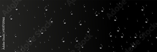 Rain transparent drops flow down the glass.Realistic wet condensation texture.Fresh water splash effect on the surface.Liquid spreading droplet shapes.