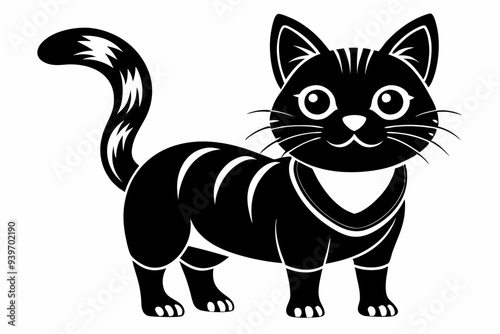 Cute Cat Silhouette Vector Illlustration