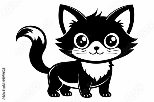 Cute Cat Silhouette Vector Illlustration