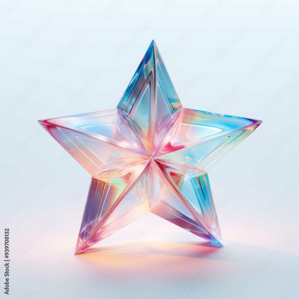 Holographic star decoration 3d symbol Holographic star decoration 3d symbol