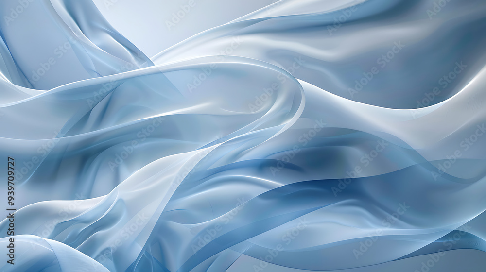 Abstract Flowing Blue Silk Fabric in Soft Light Abstract Flowing Blue Silk Fabric in Soft Light