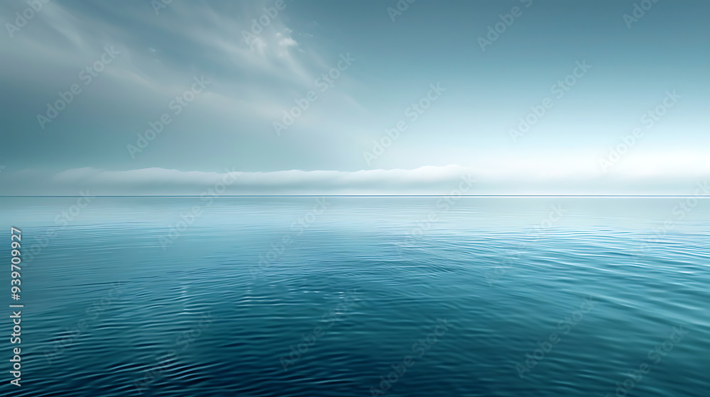 Calm Ocean Horizon Under Soft Blue Sky Calm Ocean Horizon Under Soft Blue Sky