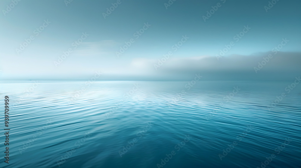 Fototapeta premium Calm Ocean Horizon Under Soft Blue Sky