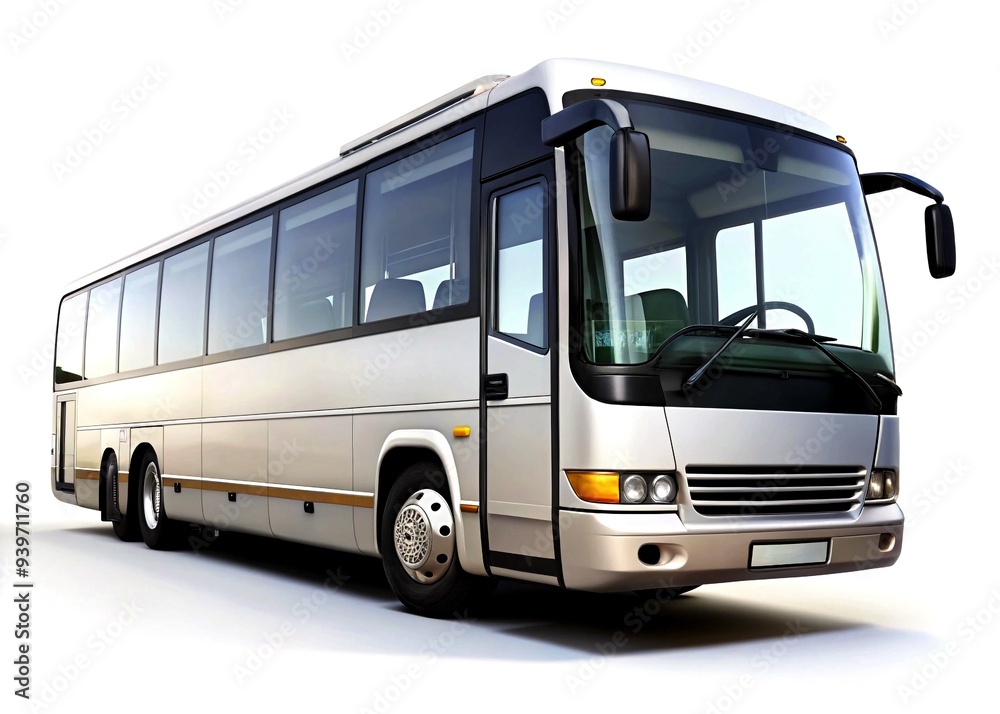 White big 3d tour bus front right angle view White big 3d tour bus front right angle view