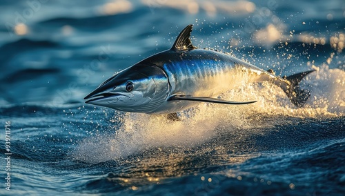 Wahoo Fish Leaping from the Ocean