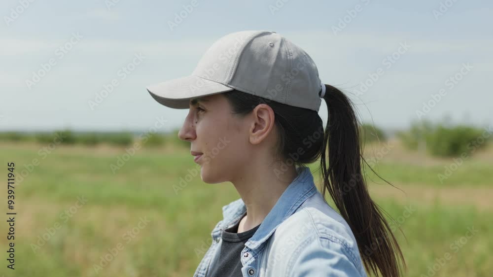 Female Agricultural Worker Standing Tall in a Cornfield Bathed in Sunlight Female Agricultural Worker Standing Tall in a Cornfield Bathed in Sunlight