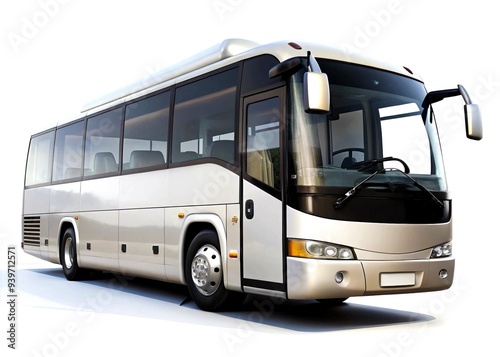 White big 3d tour bus front right angle view