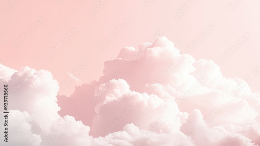 Soft pink clouds against a pastel background create a serene atmosphere. Soft pink clouds against a pastel background create a serene atmosphere.