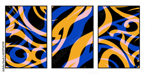 Set of 3 Abstract pattern. Illustration for printing on wall decorations. For use in graphics.