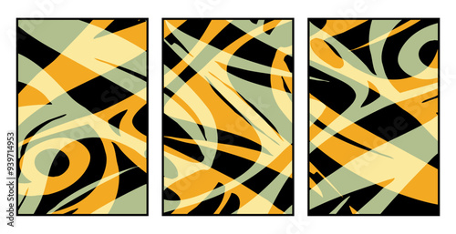 Set of 3 Abstract pattern. Illustration for printing on wall decorations. For use in graphics.