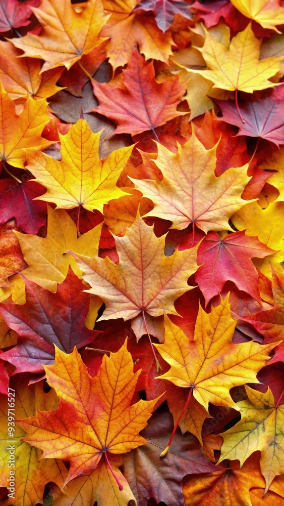 Colorful maple leaves gathered together in a vibrant autumn display. Generative AI Colorful maple leaves gathered together in a vibrant autumn display. Generative AI