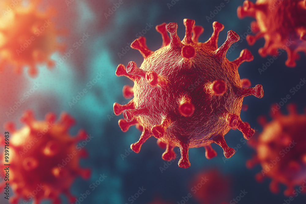 Dangerous virus under a microscope. Generative Ai Dangerous virus under a microscope. Generative Ai