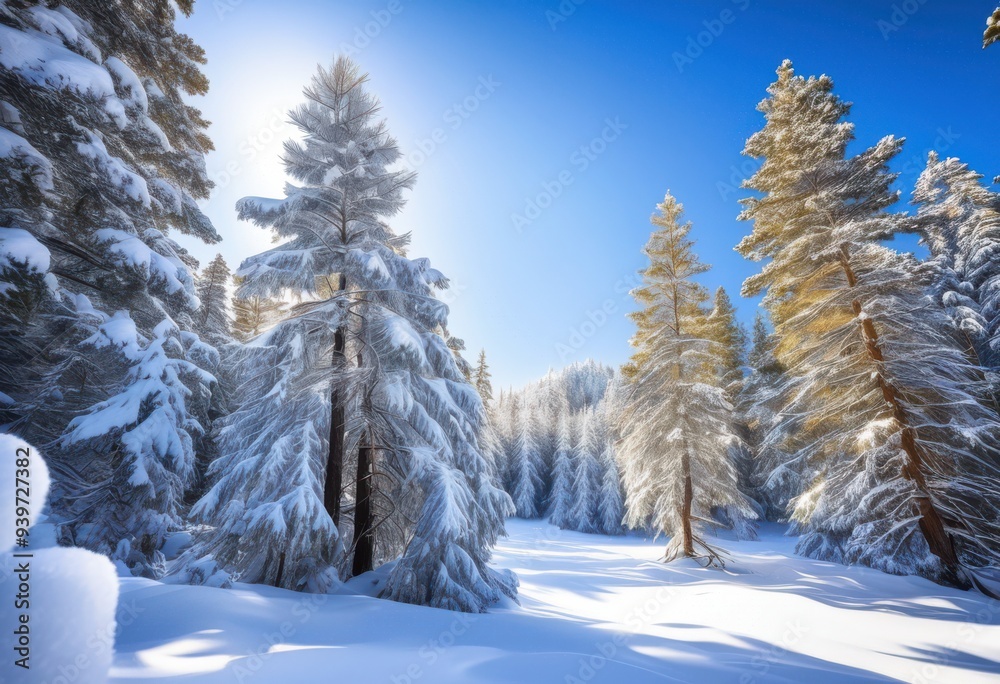 breathtaking winter landscape showcasing majestic snow covered trees under clear blue sky, nature, beauty, frost, cold, forest, scenery, white, outdoors breathtaking winter landscape showcasing majestic snow covered trees under clear blue sky, nature, beauty, frost, cold, forest, scenery, white, outdoors