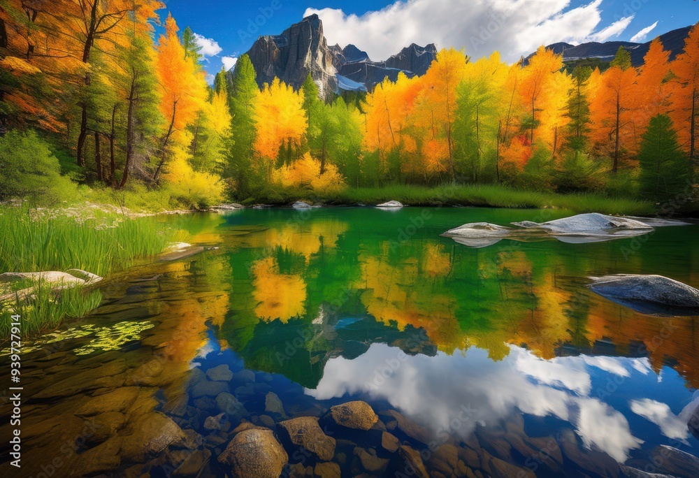 Obraz premium vibrant landscapes featuring untouched wildlife stunning natural beauty diverse ecosystems, nature, flora, fauna, forest, mountain, river, meadow