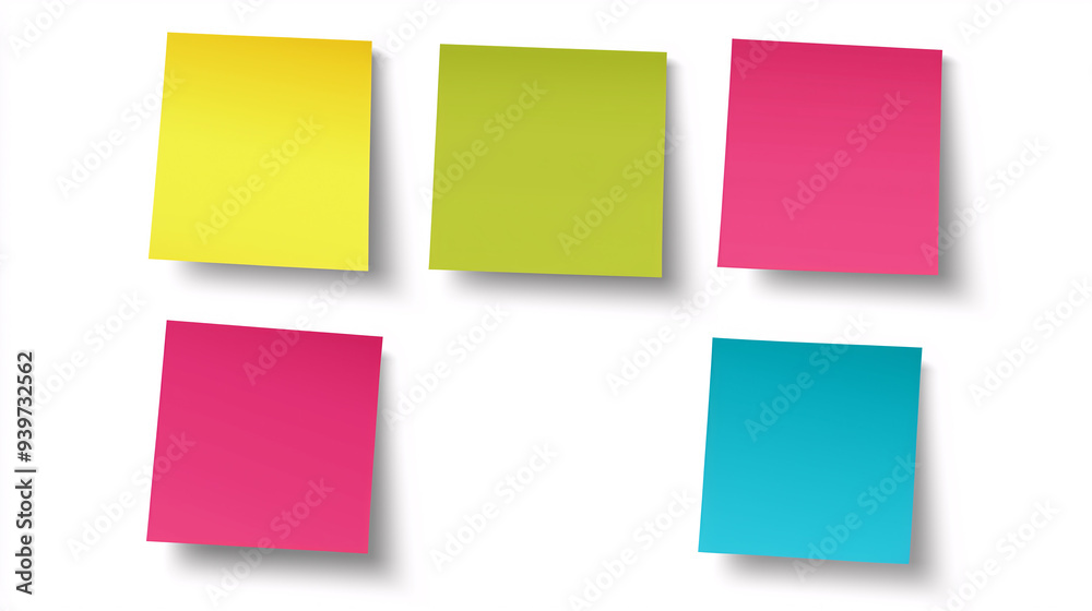 A set of colourful sticky notes in a row A set of colourful sticky notes in a row