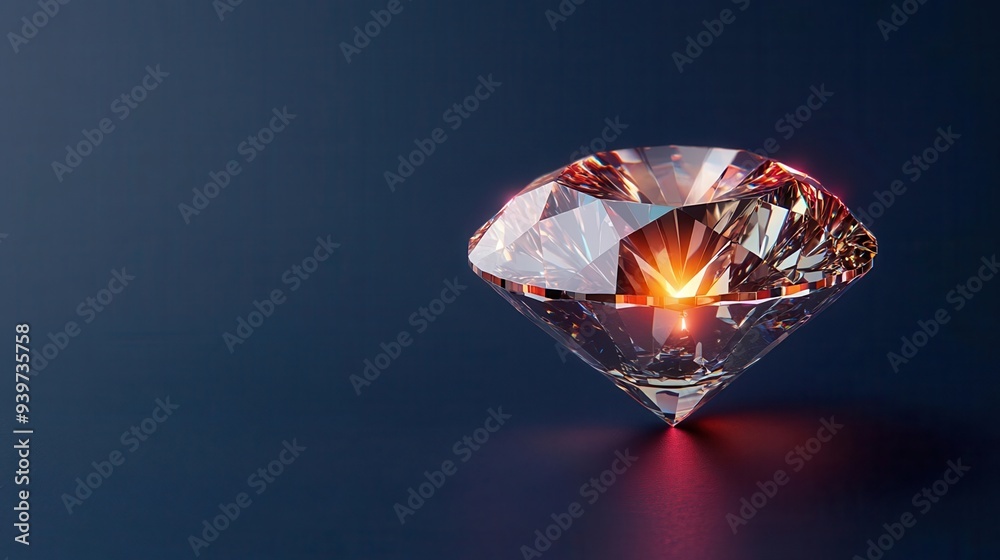 A glowing 3D diamond with light reflecting from its facets, 3D glow, diamond, luxury A glowing 3D diamond with light reflecting from its facets, 3D glow, diamond, luxury