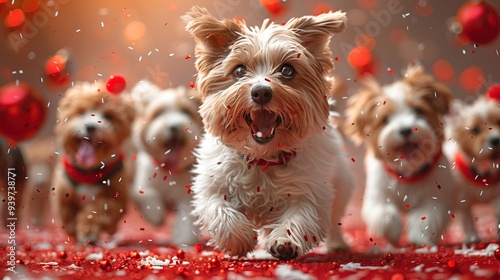 Furry Friends Running Through Christmas Confetti photo