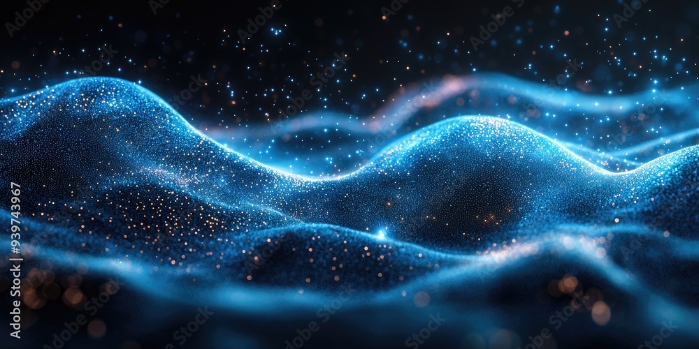 Abstract Blue Glowing Particles Wave Background Abstract Blue Glowing Particles Wave Background