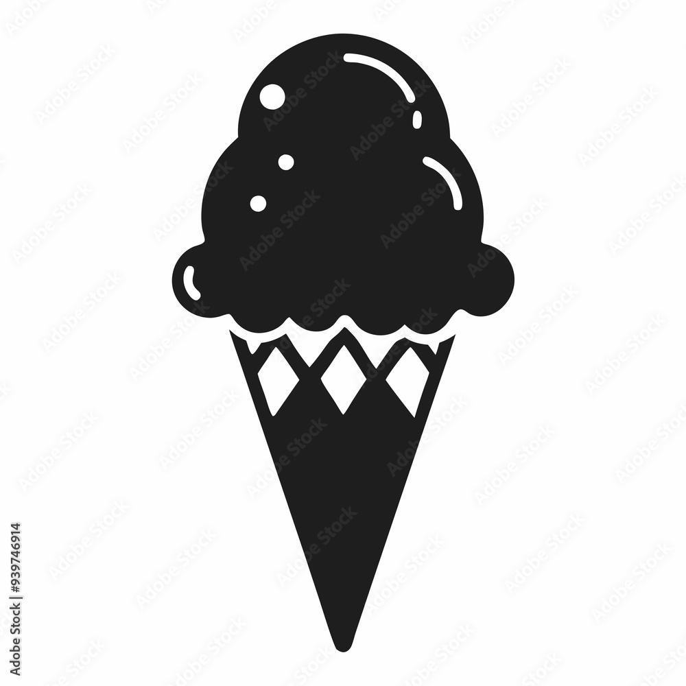 Ice cream cone silhouette vector art illustration Ice cream cone silhouette vector art illustration
