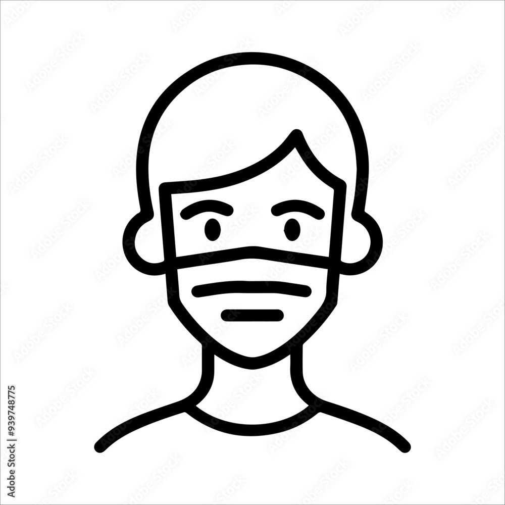 Sick Person icon or modern line symbol. Vector line art and icon design with bold outline. Black and white Pixel Perfect minimalistic symbol isolated white background. Silhouette simple thin sign Sick Person icon or modern line symbol. Vector line art and icon design with bold outline. Black and white Pixel Perfect minimalistic symbol isolated white background. Silhouette simple thin sign