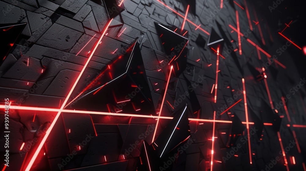 Abstract Geometric Structure with Neon Lights Abstract Geometric Structure with Neon Lights
