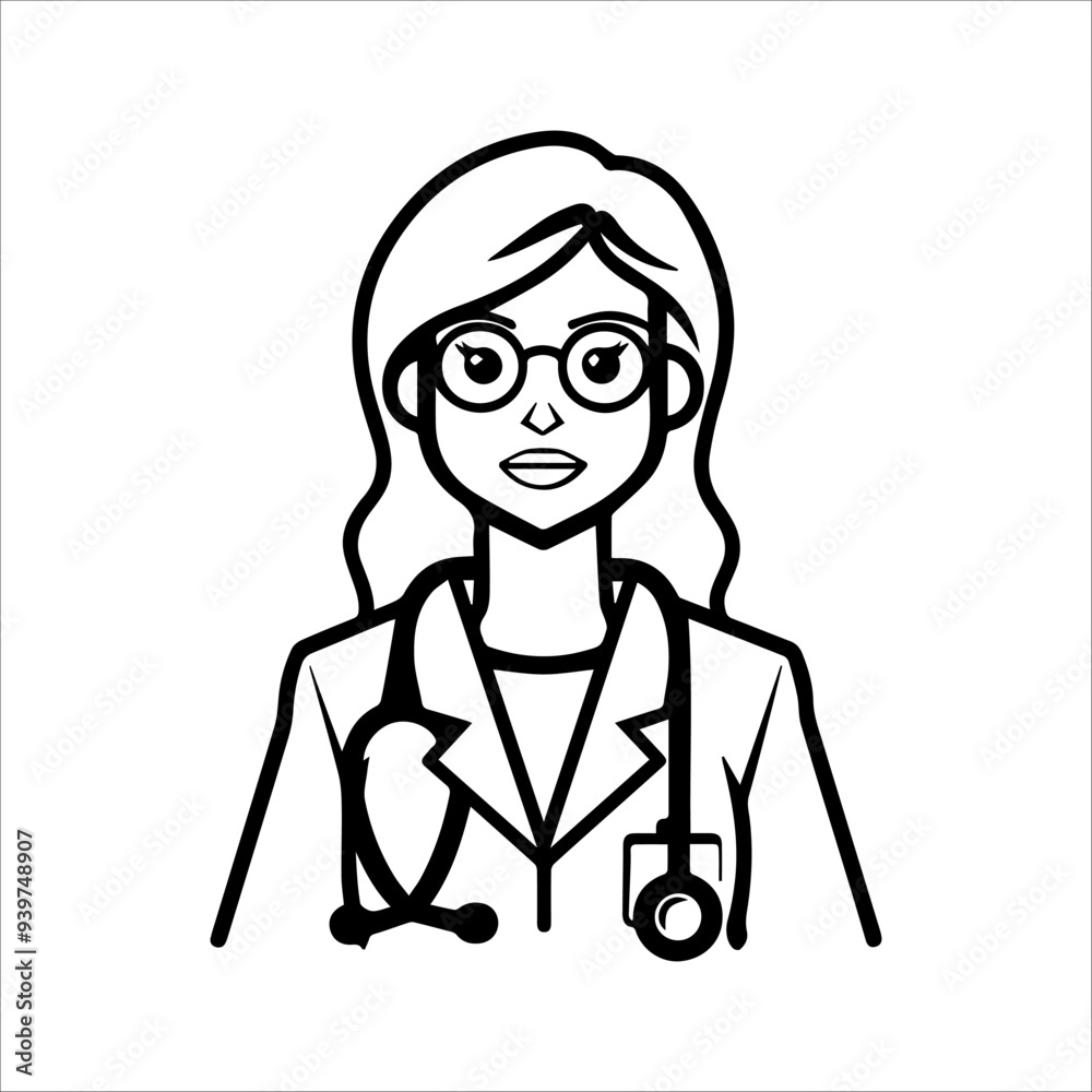 Doctor icon or modern line symbol. Vector line art and icon design with bold outline. Black and white Pixel Perfect minimalistic symbol isolated white background. Silhouette simple thin sign Doctor icon or modern line symbol. Vector line art and icon design with bold outline. Black and white Pixel Perfect minimalistic symbol isolated white background. Silhouette simple thin sign