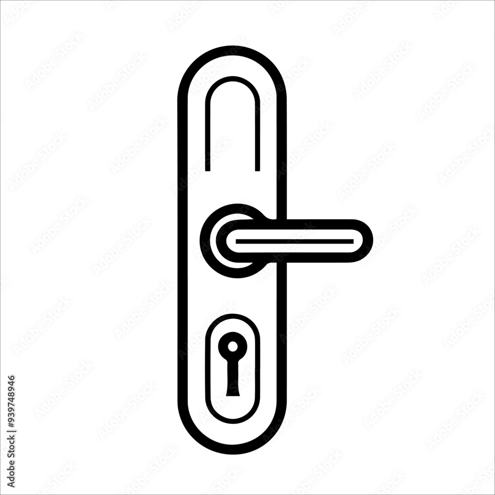 Door Handle icon or modern line symbol. Vector line art and icon design with bold outline. Black and white Pixel Perfect minimalistic symbol isolated white background. Silhouette simple thin sign Door Handle icon or modern line symbol. Vector line art and icon design with bold outline. Black and white Pixel Perfect minimalistic symbol isolated white background. Silhouette simple thin sign
