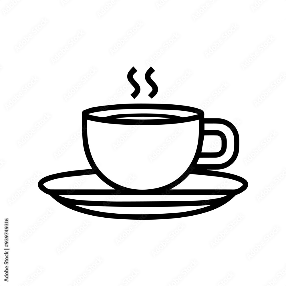 Coffee icon or modern line symbol. Vector line art and icon design with bold outline. Black and white Pixel Perfect minimalistic symbol isolated white background. Silhouette simple thin sign Coffee icon or modern line symbol. Vector line art and icon design with bold outline. Black and white Pixel Perfect minimalistic symbol isolated white background. Silhouette simple thin sign