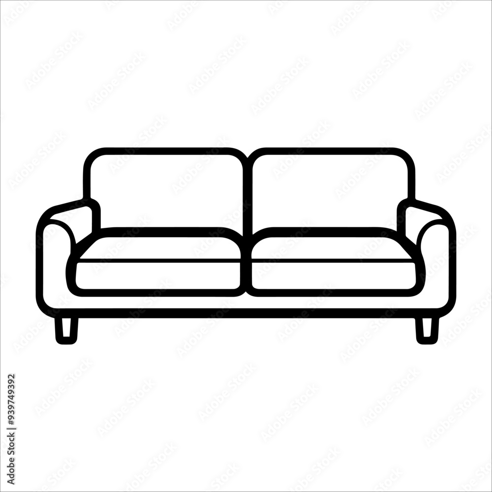 Couch icon or modern line symbol. Vector line art and icon design with bold outline. Black and white Pixel Perfect minimalistic symbol isolated white background. Silhouette simple thin sign Couch icon or modern line symbol. Vector line art and icon design with bold outline. Black and white Pixel Perfect minimalistic symbol isolated white background. Silhouette simple thin sign