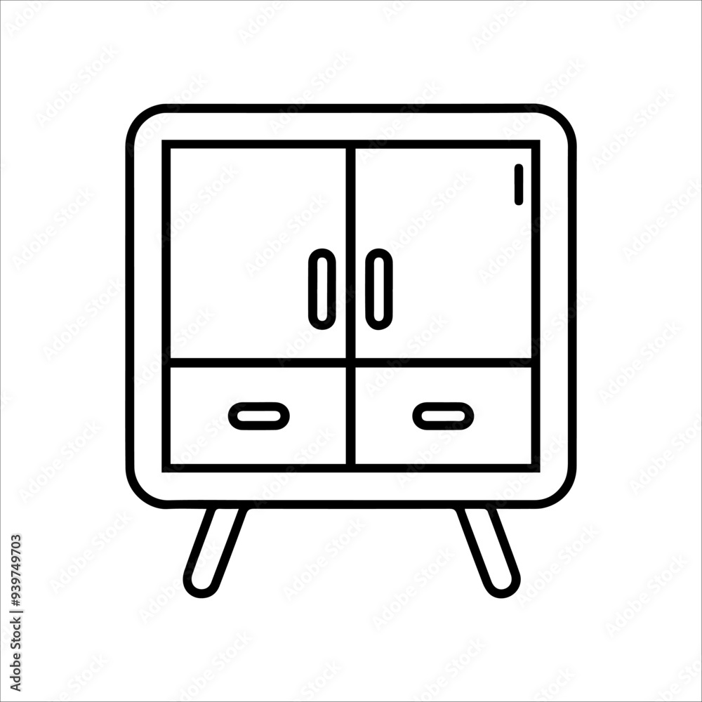 Cupboard icon or modern line symbol. Vector line art and icon design with bold outline. Black and white Pixel Perfect minimalistic symbol isolated white background. Silhouette simple thin sign Cupboard icon or modern line symbol. Vector line art and icon design with bold outline. Black and white Pixel Perfect minimalistic symbol isolated white background. Silhouette simple thin sign