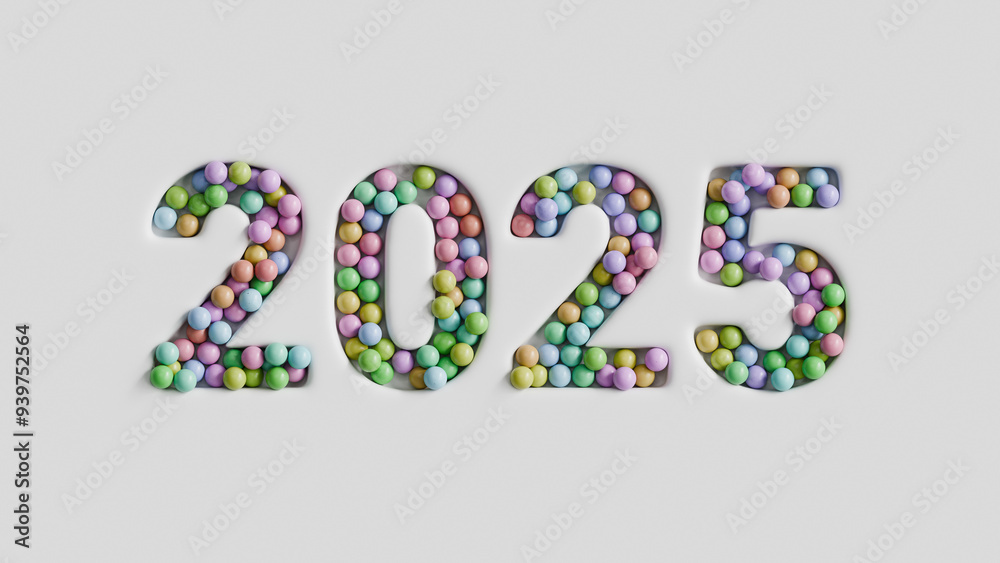 New Year holidays event background, 2025 numbers, 3d render New Year holidays event background, 2025 numbers, 3d render