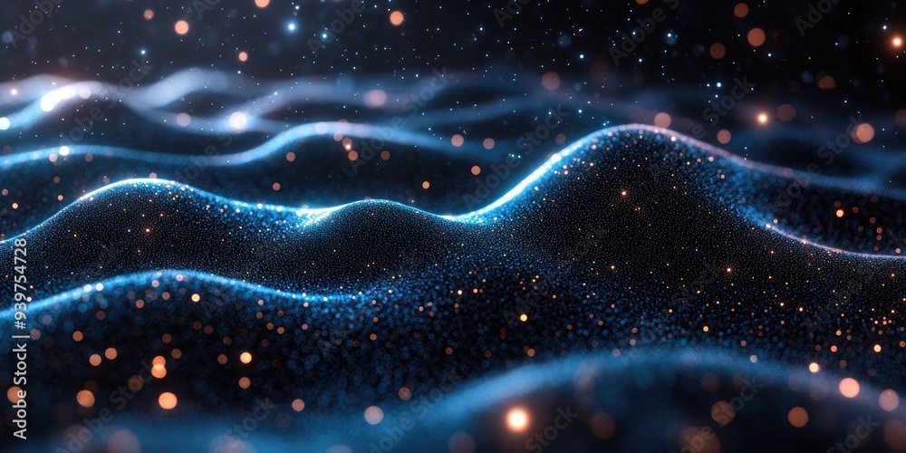 Abstract Blue and Orange Glowing Particles Abstract Blue and Orange Glowing Particles