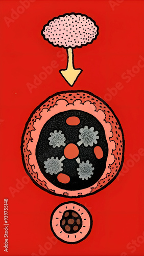 A microscopic illustration of the steps involved in somatic cell nuclear transfer from the isolation of the nucleus to the fusion with an oocyte photo