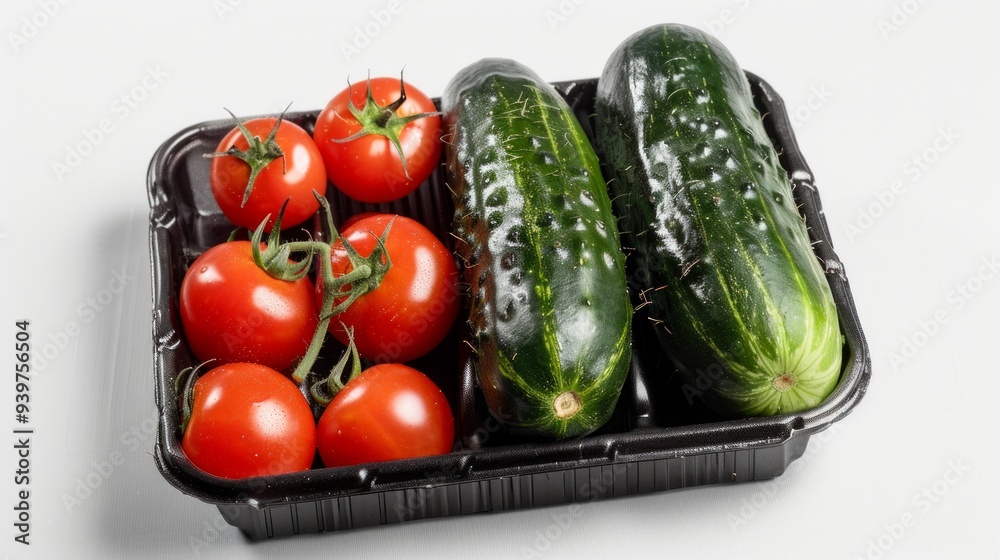 vegetables, cucumbers and tomatoes on tray for sale vegetables, cucumbers and tomatoes on tray for sale