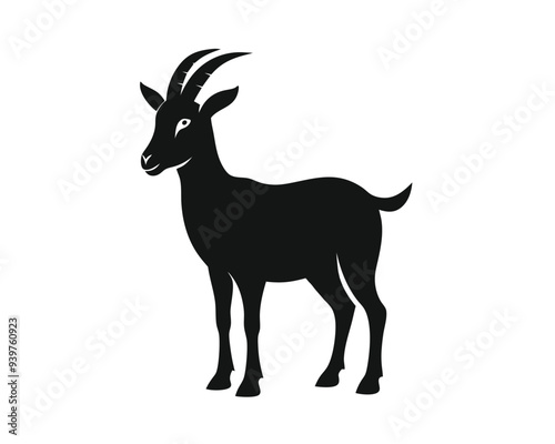 Goat silhouette vector illustration file. Goat black color vector.