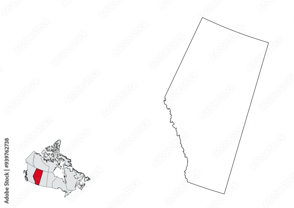 Province of Alberta map, Canada
