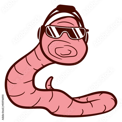 Worm Music DJ Snake Cute Caterpillar Animal Headphone Sunglasses Party Night Dancing Clubber Raver Comic Humor Cartoon Cool Fun Sound Disco Club Festival Band Concert Techno Raving Discothek Love