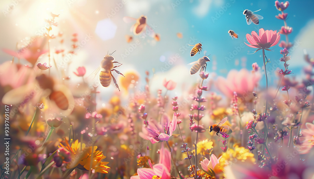 Colorful Flower Meadow in Spring Time