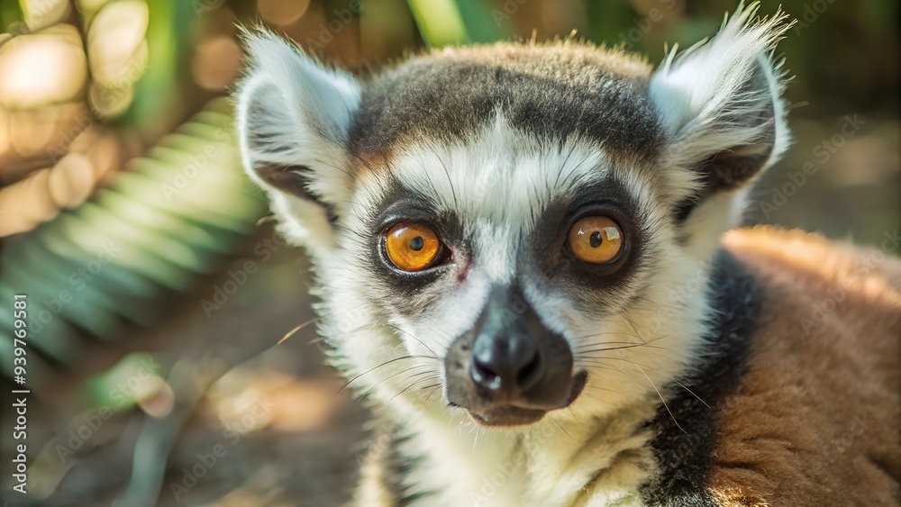 Close up portrait of a lemur animal Close up portrait of a lemur animal