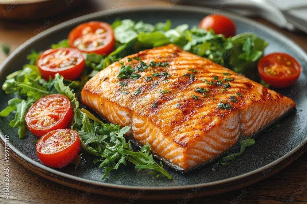 Grilled Salmon with Salad Grilled Salmon with Salad