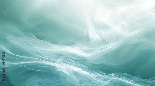 Wallpaper Mural Ethereal Abstract Waves in Soft Turquoise Hues Torontodigital.ca