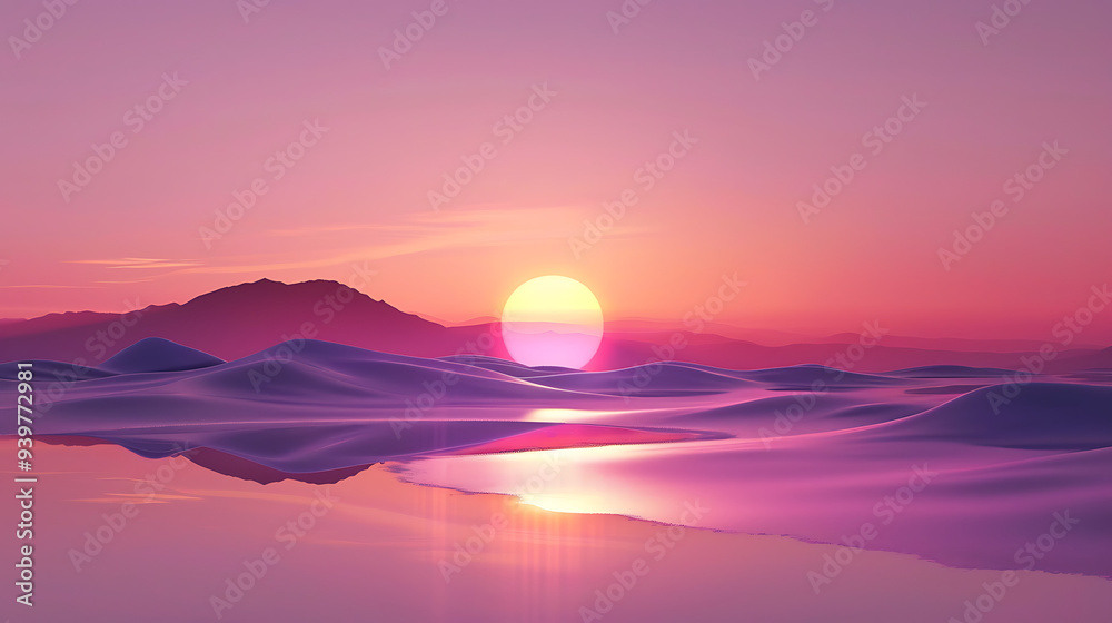 Dreamy Sunset Over a Tranquil Desert Reflection Dreamy Sunset Over a Tranquil Desert Reflection