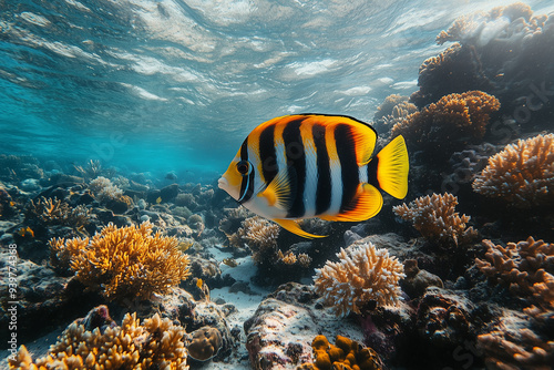 Oceans with coral reefs and diverse marine life