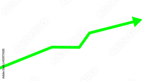 Vector Green Arrow Pointing Up on Rectangle Background, Symbolizing Market Growth, Stock Market Profit, Financial Success, and Business Expansion