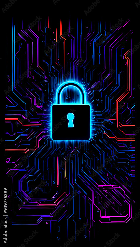 Cybersecurity concept featuring a glowing padlock on a circuit board background, symbolizing digital protection and data security measures Cybersecurity concept featuring a glowing padlock on a circuit board background, symbolizing digital protection and data security measures